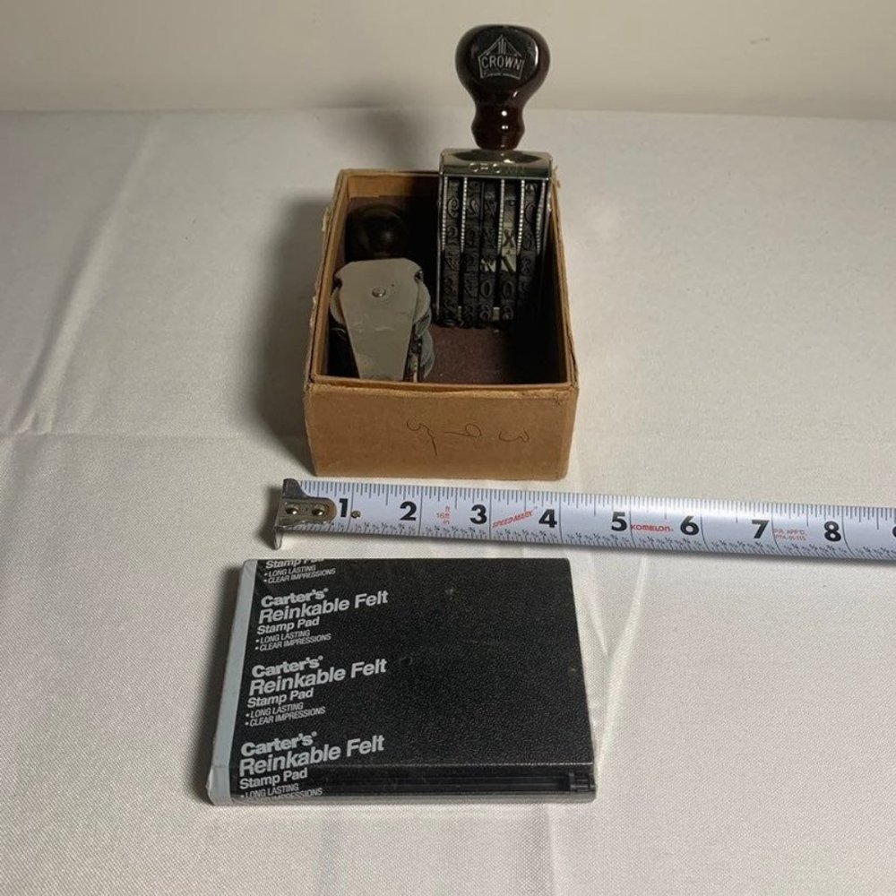 Vintage Crown 4 Row Rubber Ink Stamp Numbers Made in USA